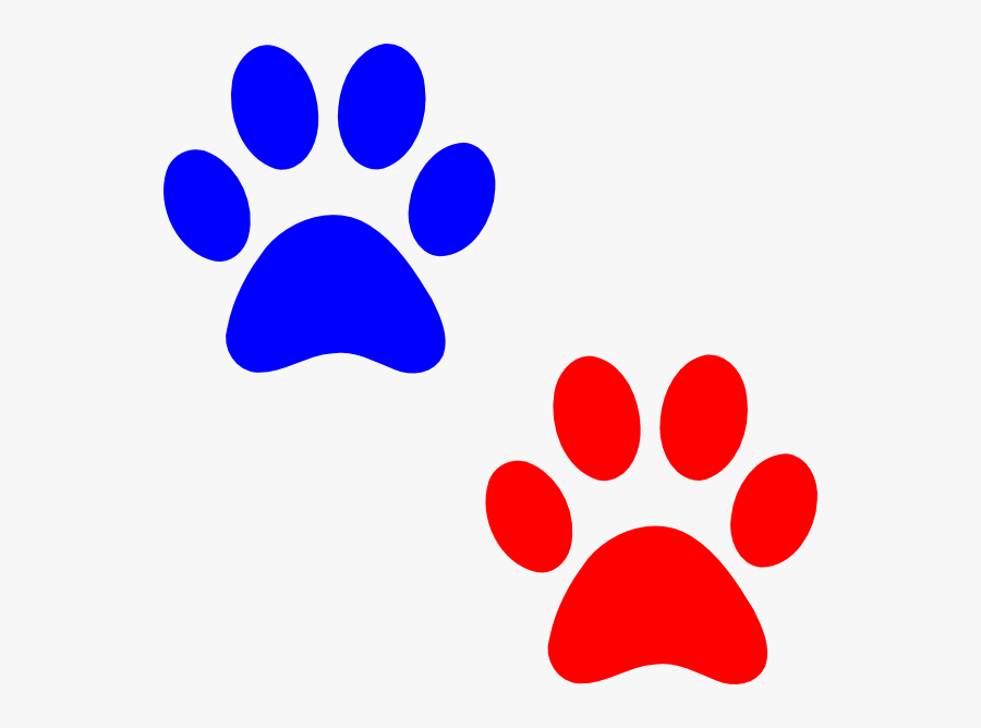 Red And Blue Paw Prints, Transparent Clipart