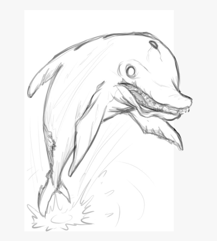 Clip Art Transparent Library Drawing Dolphins - Dolphin Sketch, Transparent Clipart