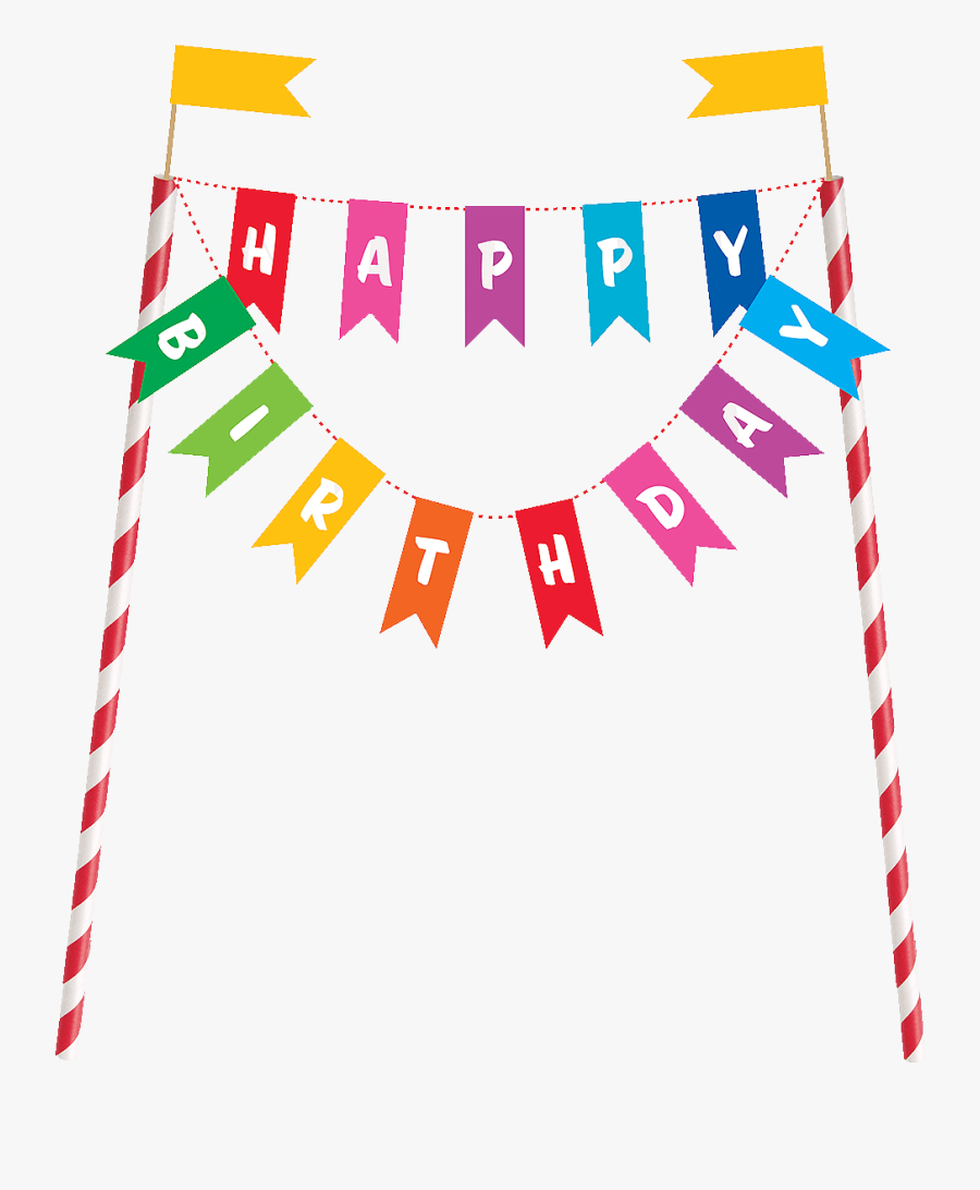 Bunting Happy Birthday Cake Topper - Happy Birthday Bunting Cake Topper, Transparent Clipart