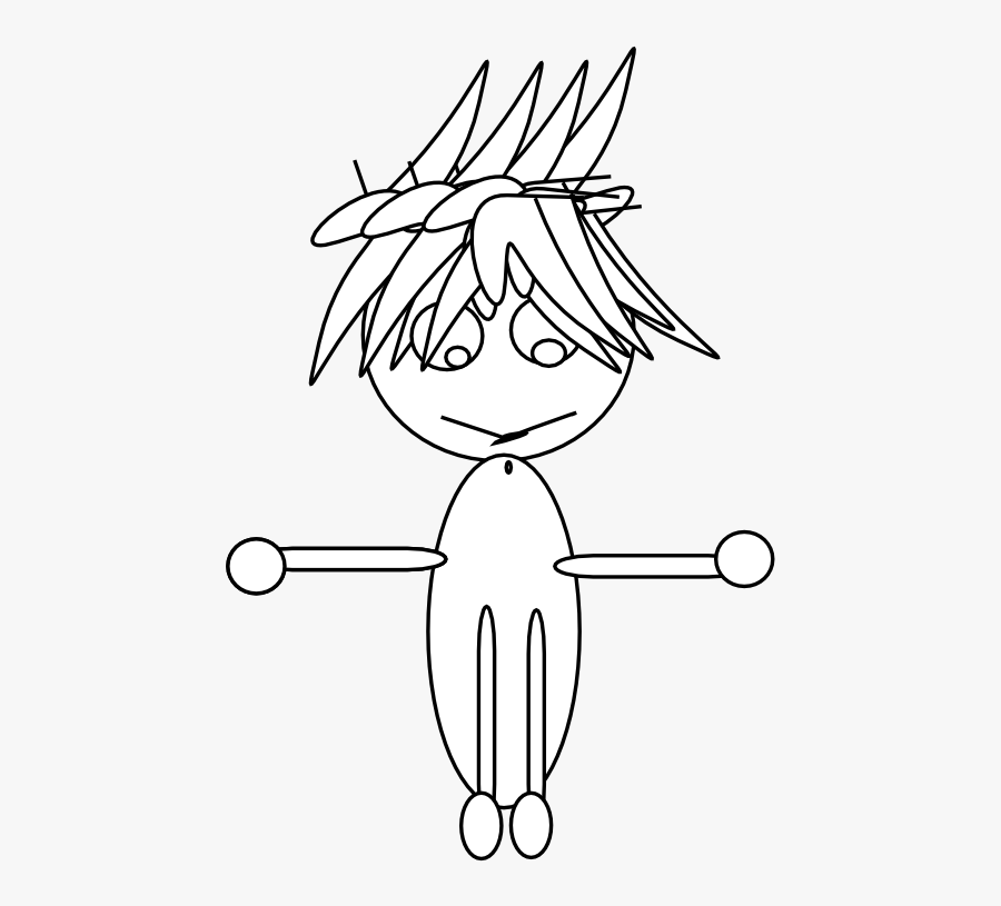 Anime Character Art 59 Black White Line Art 555px - Line Art, Transparent Clipart