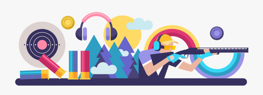 A Graphic With Various Shooting Symbols On It - Skeet Shoot Event, Transparent Clipart