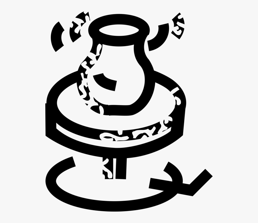 Vector Illustration Of Clay Vase Being Turned On Potter"s - Potter's Wheel, Transparent Clipart