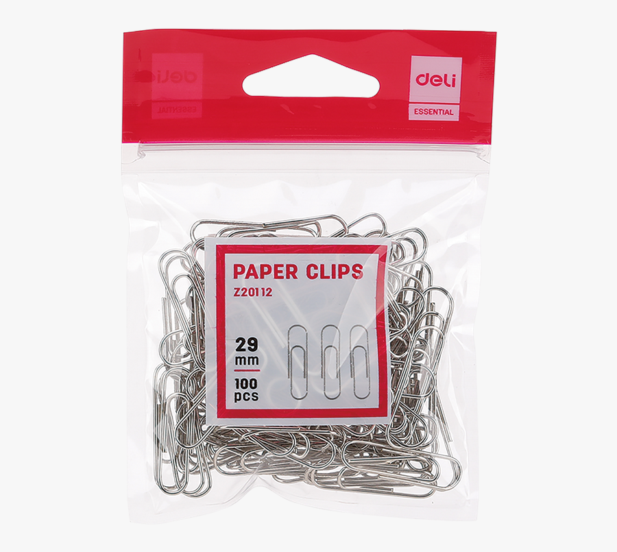Paper Clip 29 Mm Steel 100 Pcs Plastic Bag - Chain, Transparent Clipart