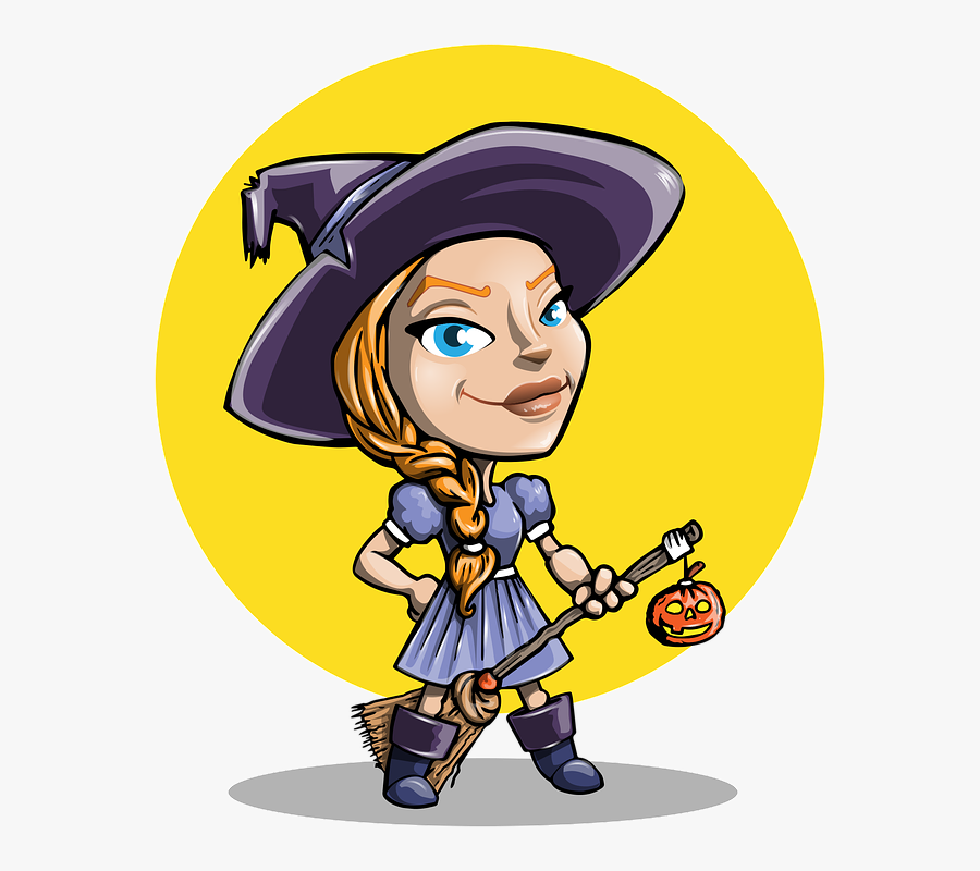 Halloween, Girl, Witch, Long Hair, Smiling, Smile - Phù Thủy Vector, Transparent Clipart