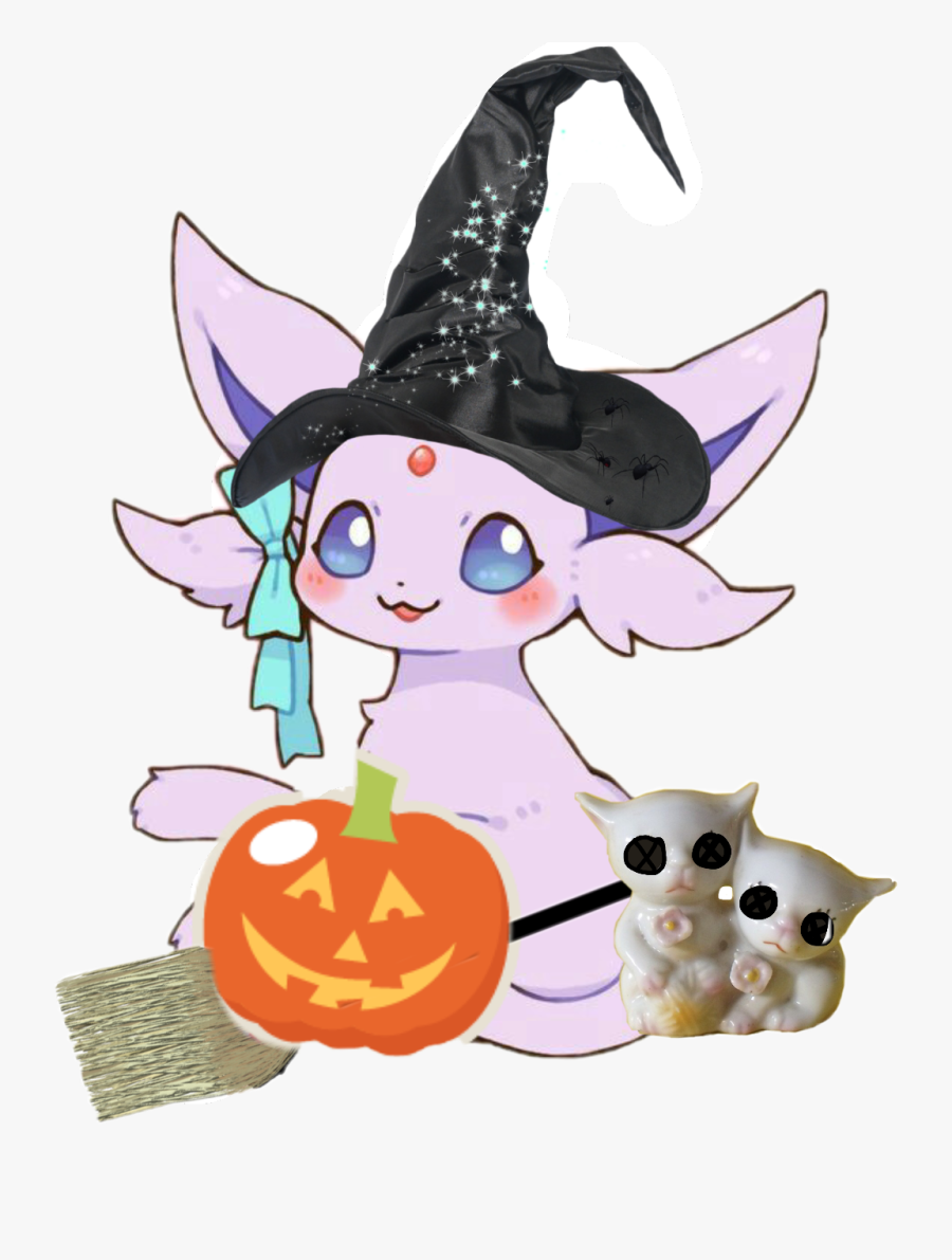 #halloween #witch #espeon #kawaii - Cartoon, Transparent Clipart