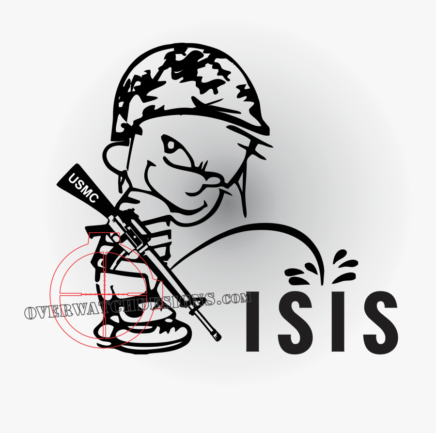 Calvin Peeing On Flag, Transparent Clipart
