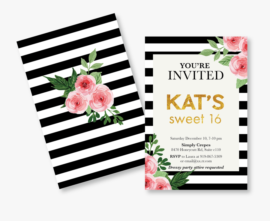 Clip Art Charlie Martin Design Styled - Kate Spade Sweet 16 Invitation, Transparent Clipart
