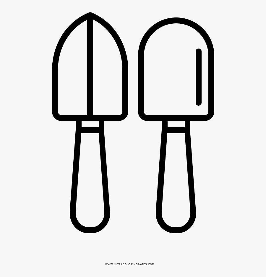 Spade And Shovel Coloring Page - Drawing, Transparent Clipart
