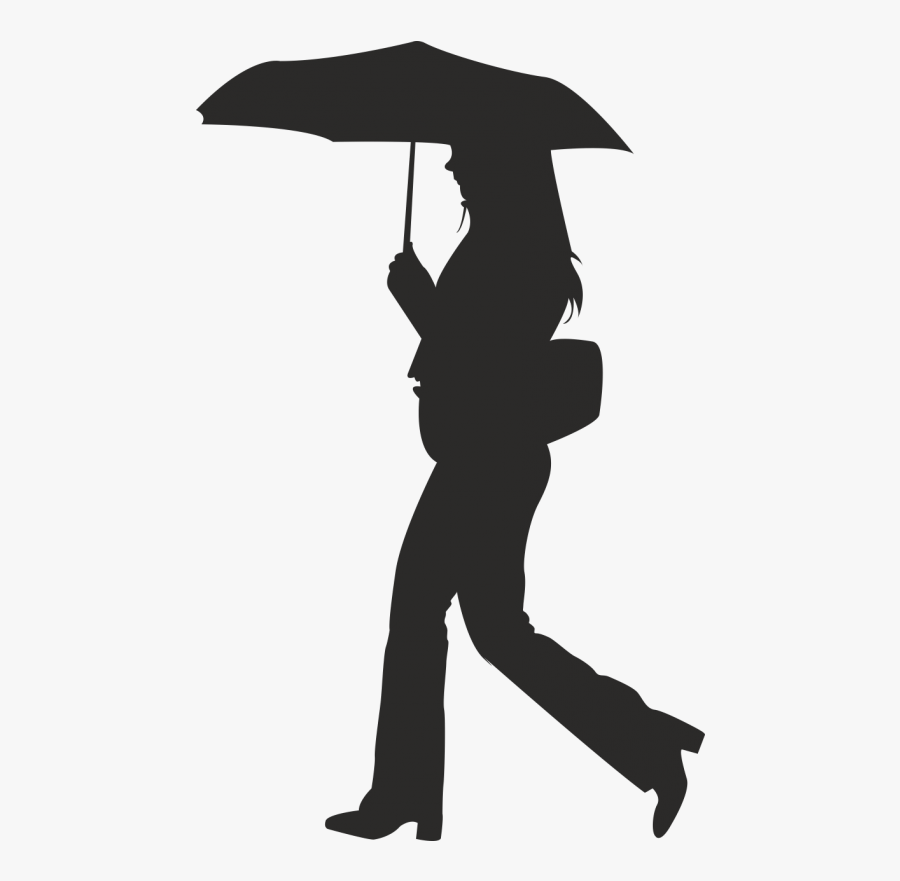 Girl Holding Umbrella Silhouette Free Vector Silhouettes - Silhouette Of A Person Holding An Umbrella, Transparent Clipart