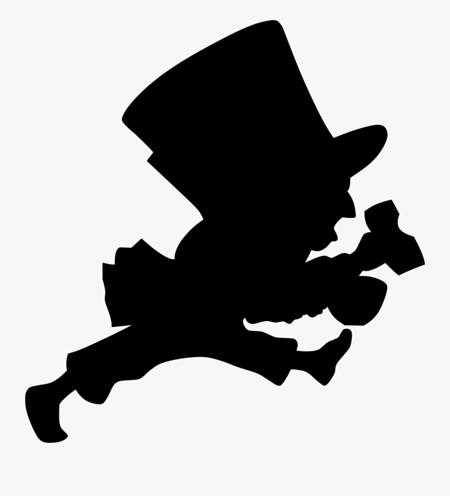 Mad Hatter Silhouette Clipart , Png Download - Silhouette Images Alice In Wonderland Mad Hatter, Transparent Clipart