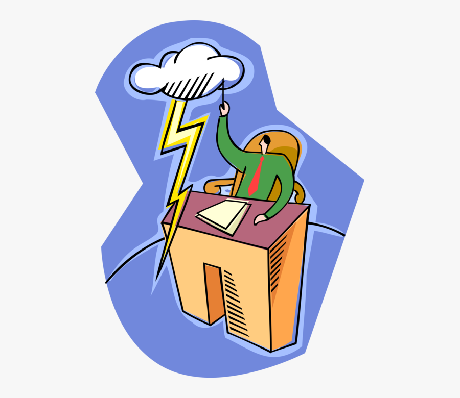 Vector Illustration Of Businessman At Desk Conjures, Transparent Clipart