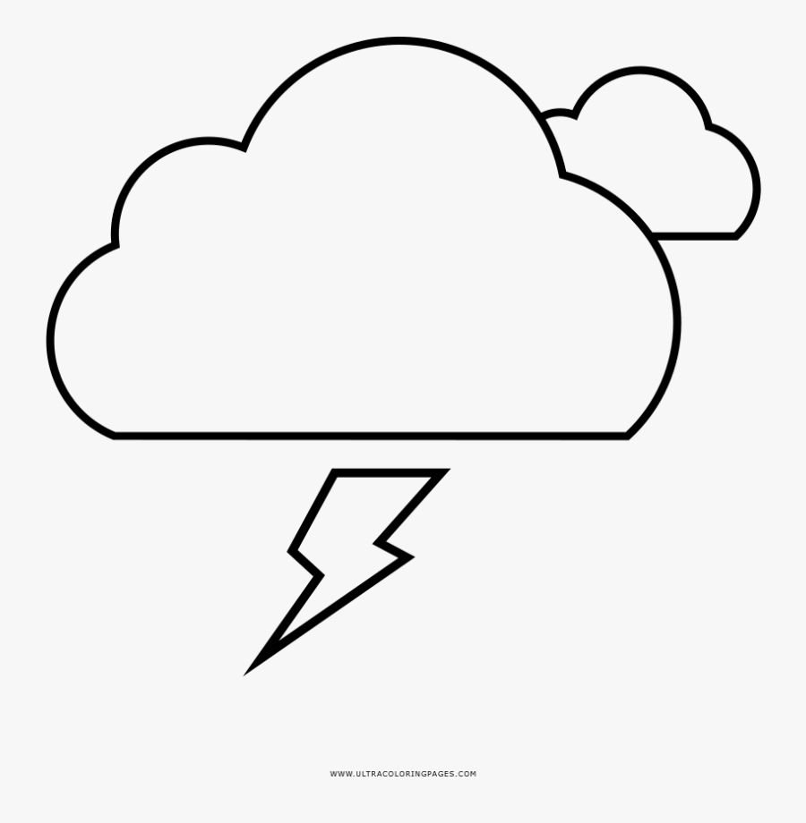 Storm Cloud Coloring Page - Line Art, Transparent Clipart
