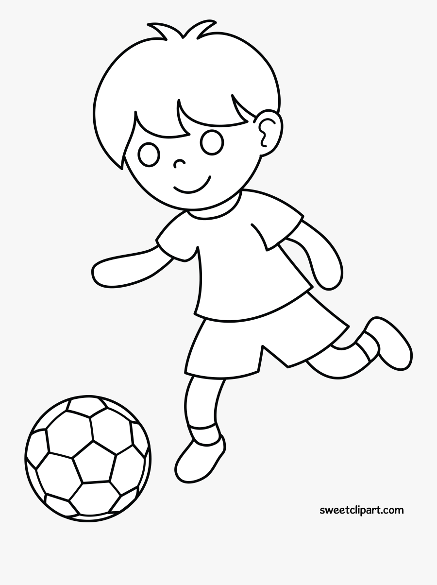 Boy Playing Soccer Coloring Page - Cartoon, Transparent Clipart