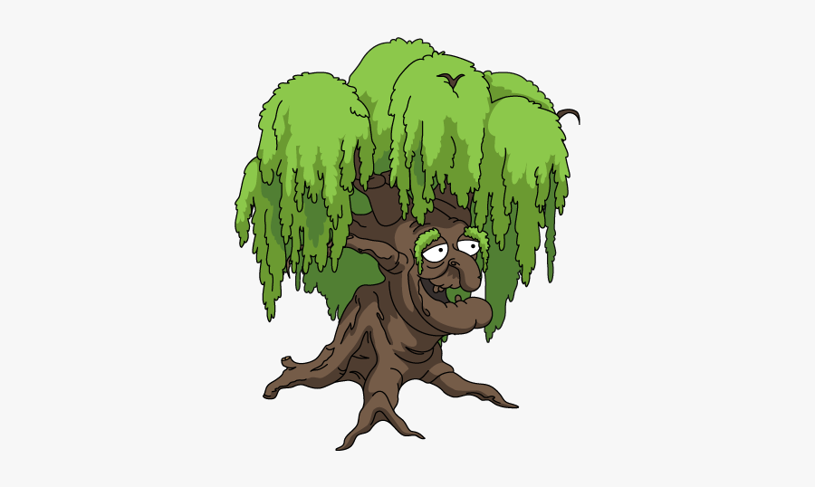 Clip Art Cartoon Willow Tree - Old Tree Cartoon Character, Transparent Clipart