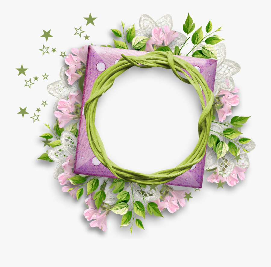 Purple Flower Clipart Round Flower Frame, Transparent Clipart
