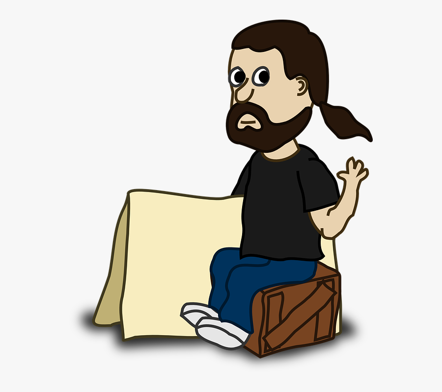 Man, Artist, Waving, Ponytail, Sitting, Comic, Beard - Male Cartoon Character With Ponytail, Transparent Clipart