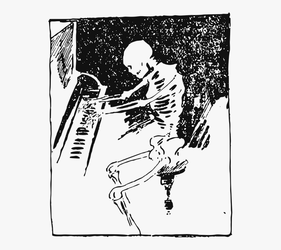 Skeleton, Vintage, Vector, Piano, Retro, Skull, Death - Piano Playing Skeleton, Transparent Clipart