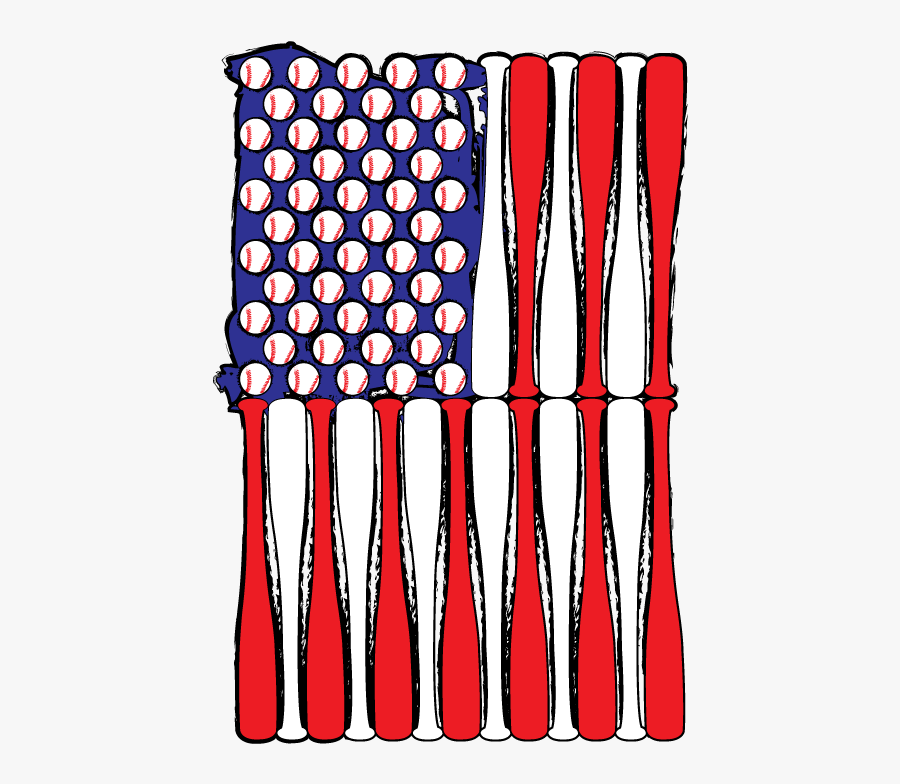 Baseball Flag Bats Red White Blue Stars Stripes Americana - Baseball Clipart Red White And Blue, Transparent Clipart