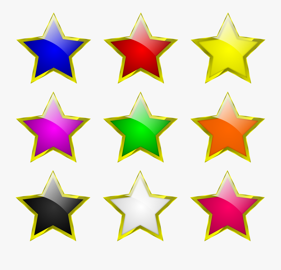 Stars Colours Colors Free Picture - Cartoon Images Of 20 Stars, Transparent Clipart