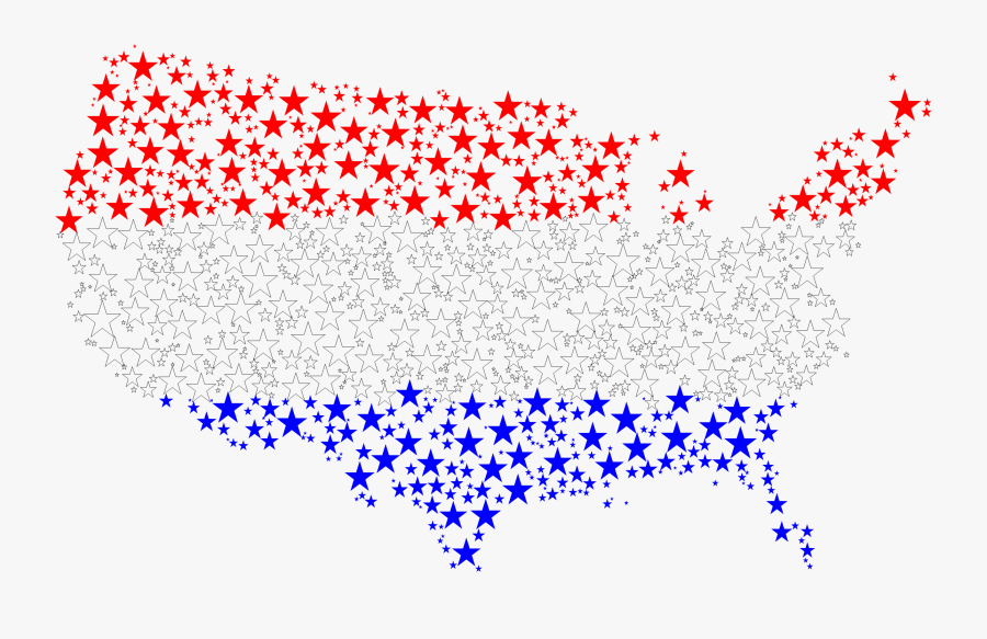 United States Map Flag Stars With Strokes Clip Arts - United States With No Background, Transparent Clipart