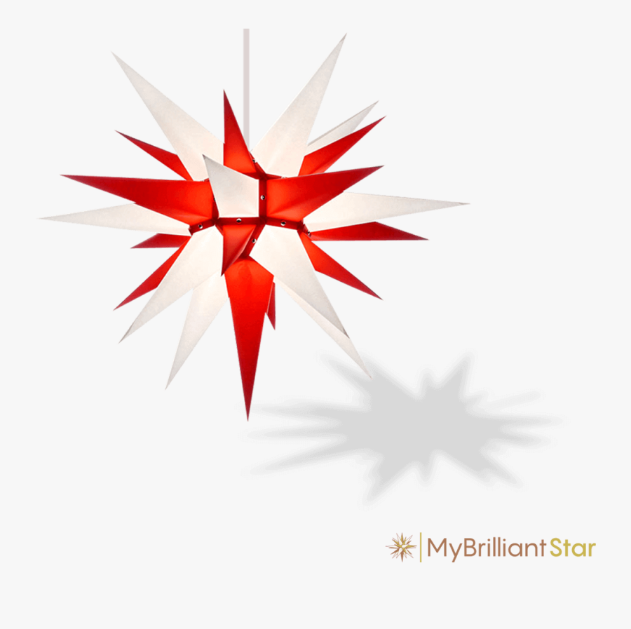 Original Herrnhut Paper Star, White / Red, ~ 70 Cm - Stern Herrnhuter, Transparent Clipart