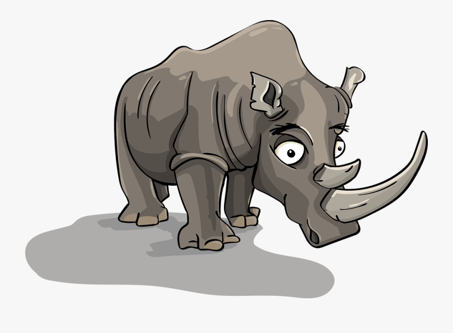 Rhino, Horn, Cartoon, Character, Animal, Brontothere - Elephant Cartoon Png Hd, Transparent Clipart