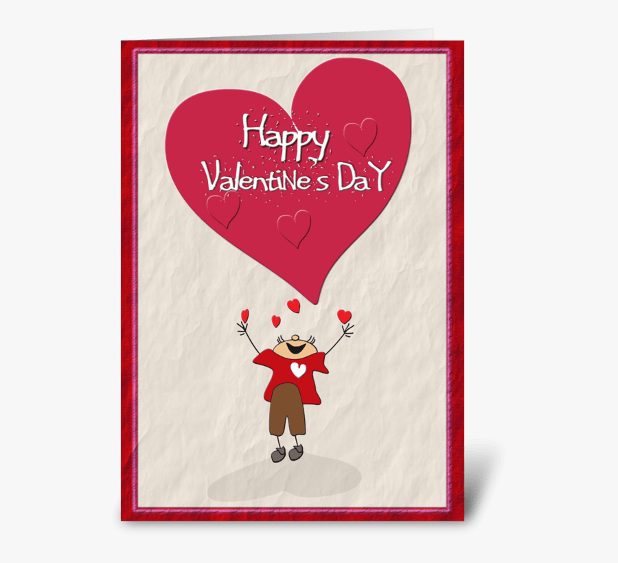 Happy Valentine"s Day, Big Heart Greeting Card - Cartoon, Transparent Clipart