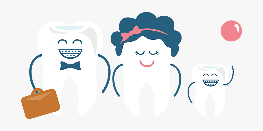 Mann Family Orthodontics - Tooth Cartoon Family, Transparent Clipart