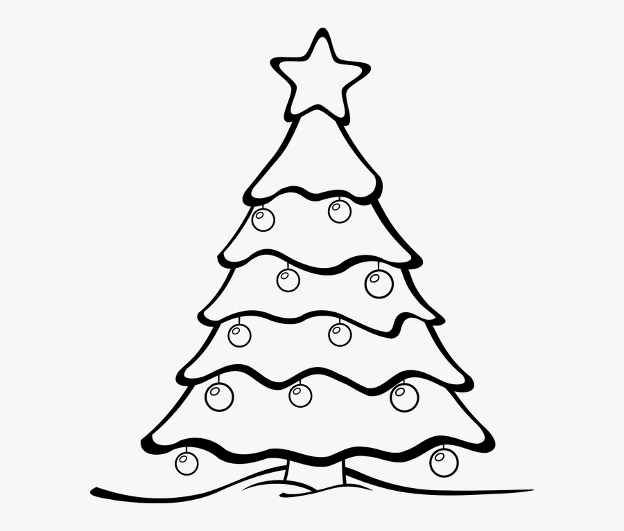 Printout - Clipart - Colour In Christmas Tree, Transparent Clipart