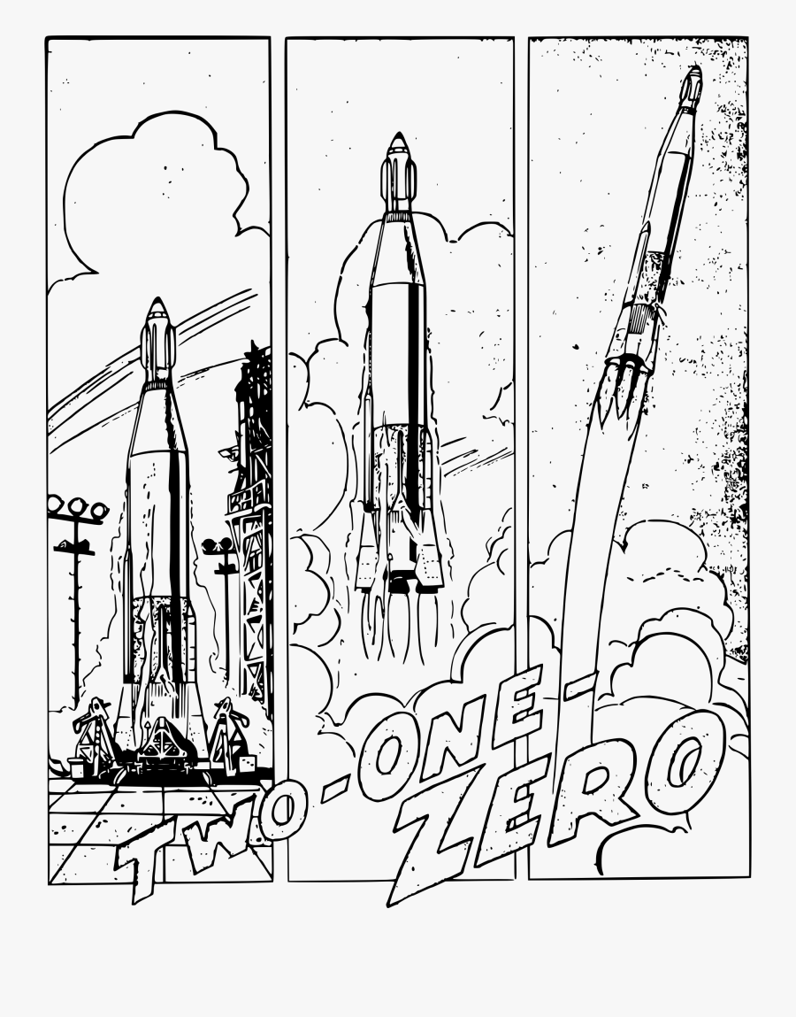 Two One Zero Clip Arts - Rocket Take Off Drawing, Transparent Clipart