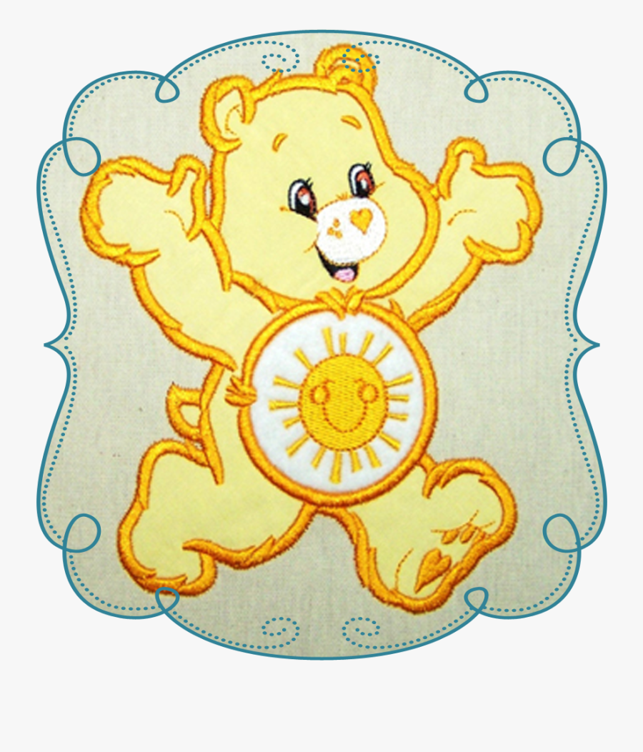 Sunshine Cuddle Bear - Machine Embroidery Patch Work, Transparent Clipart