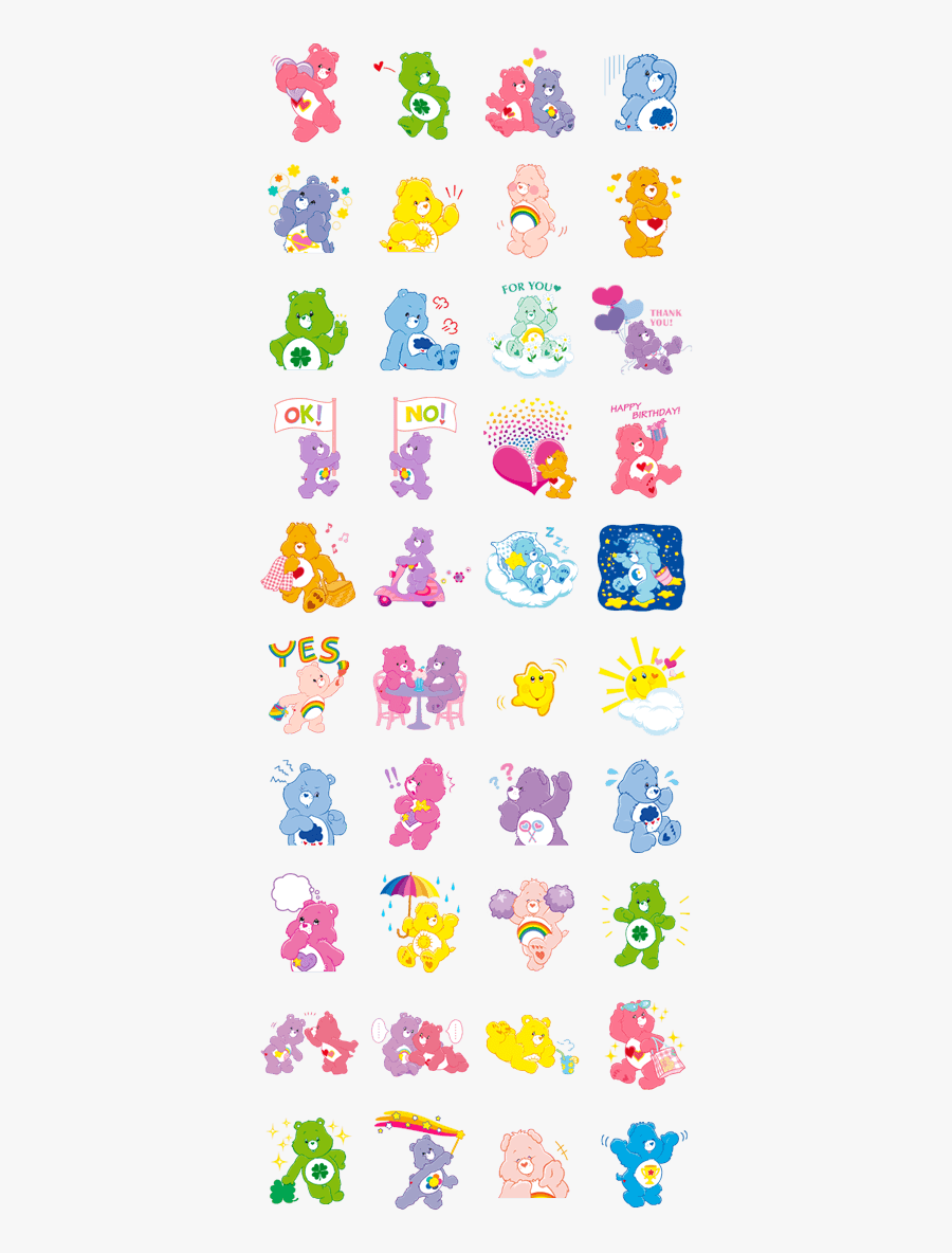 Care Bears Line Stickers, Transparent Clipart