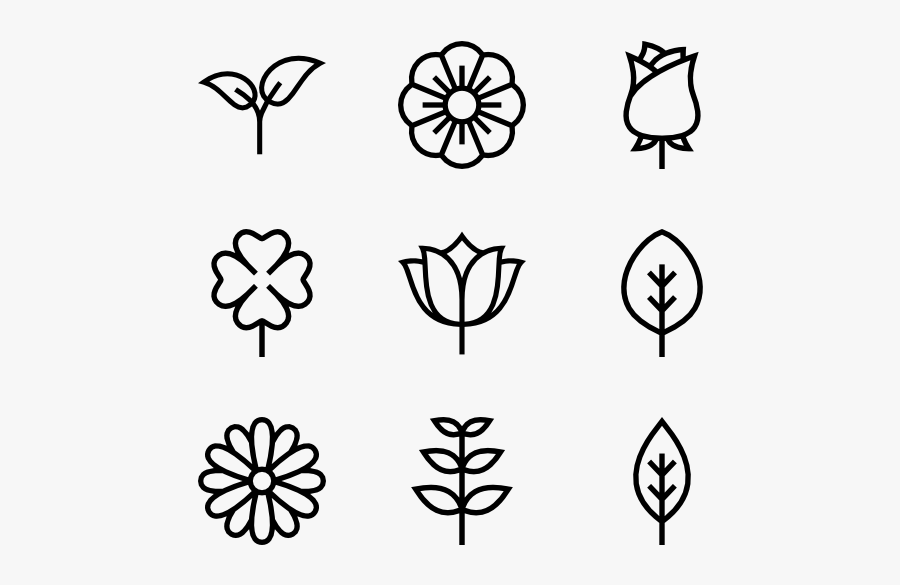 Clip Art Free Flowers Vectors - Black And White Small Flowers, Transparent Clipart