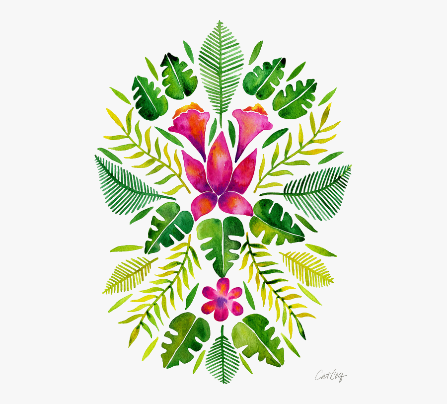 Tropical Green Shower Curtain, Transparent Clipart