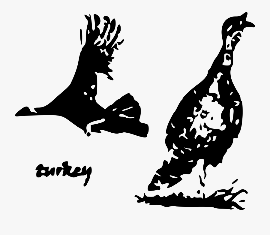 Two Turkey Bird Stencil Clip Arts - Stencil, Transparent Clipart