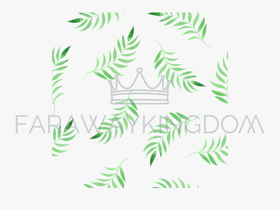 Green Floral Print On White Background, Transparent Clipart