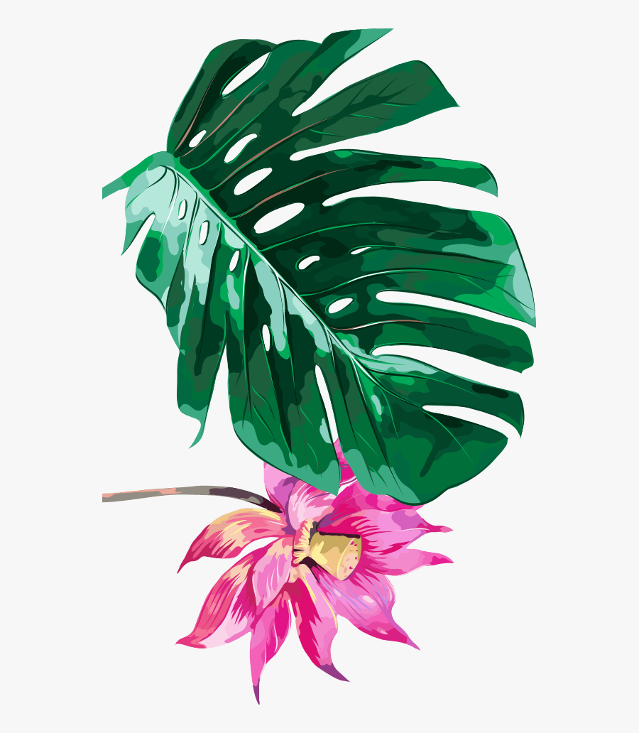 #tropical #leaves #flowers #plants #ftestickers - Palm Tree Leaves Pattern, Transparent Clipart
