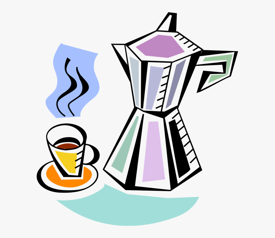 Vector Illustration Of Stove-top Moka Pot Macchinetta, Transparent Clipart