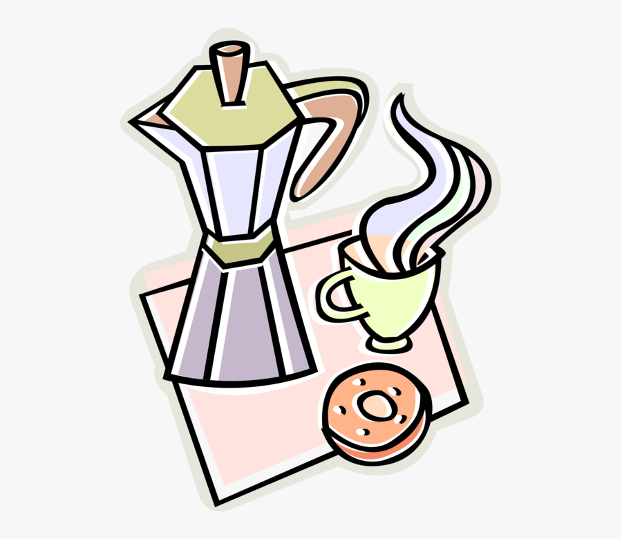 Vector Illustration Of Coffee Pot With Cup Of Coffee, Transparent Clipart