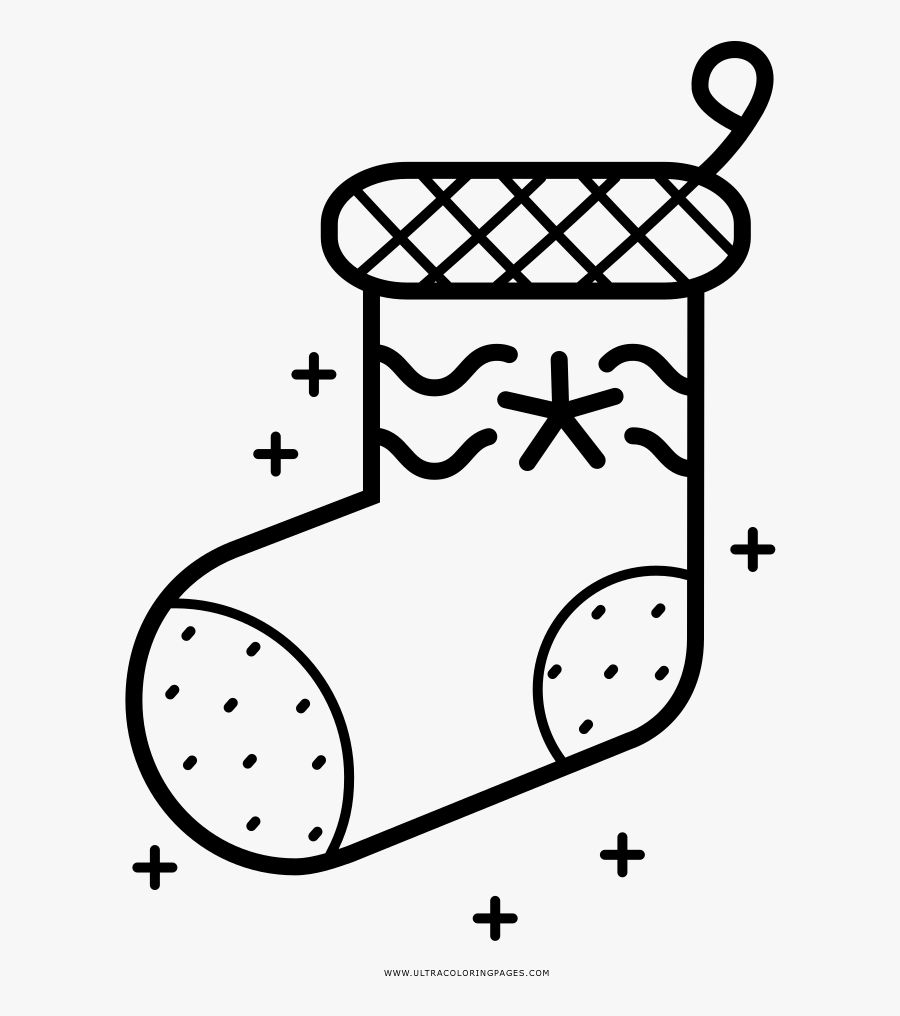 Christmas Stocking Coloring Page - Line Art, Transparent Clipart
