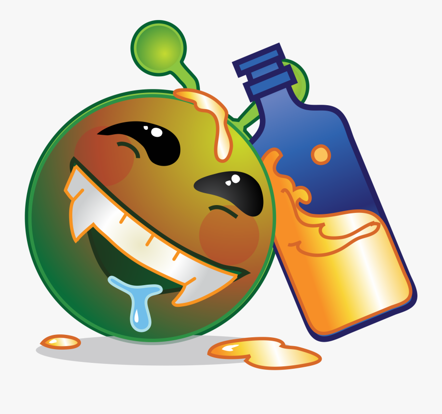 Smiley Green Alien Drunk Happy - Green Alien, Transparent Clipart