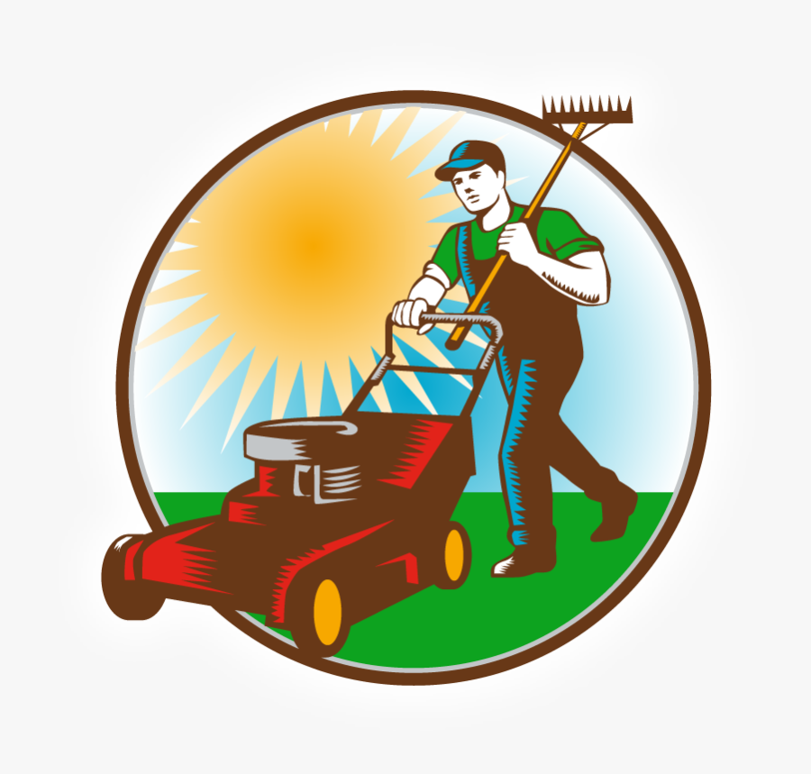 Art"s And Son"s Lawn Service - Man Pushing A Lawnmower, Transparent Clipart