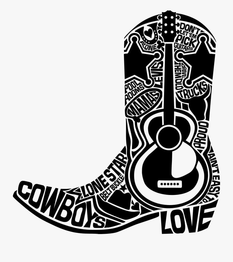 Cowboy Boots Silhouette Png - Black And White Cowboy Boots Png, Transparent Clipart