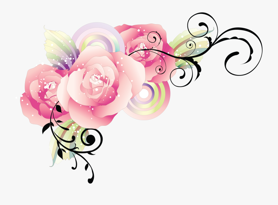 Text Borders Png Wedding Clipart , Png Download - Pink With Roses Banner Png, Transparent Clipart