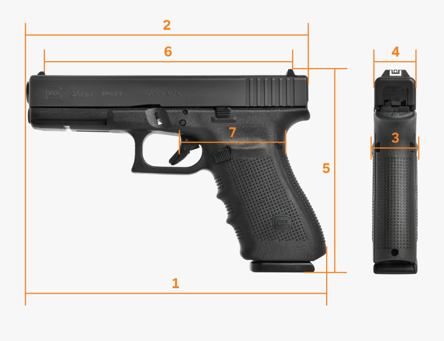 Glock 17 Dimensions, Transparent Clipart