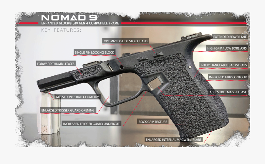 Gun Features - Aftermarket Gen 4 Glock Frame, Transparent Clipart