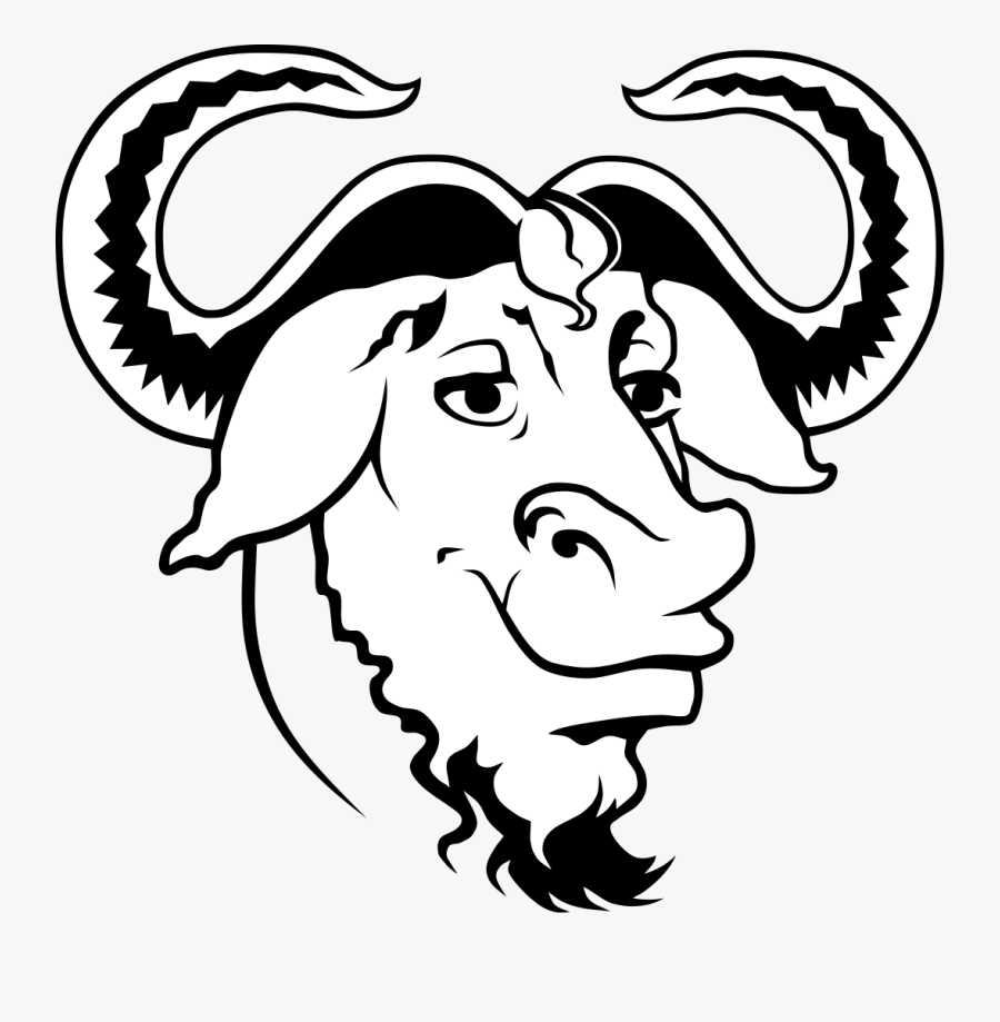 Pleased Animated Black And White Bull Head Tattoo Design - Gnu Project, Transparent Clipart