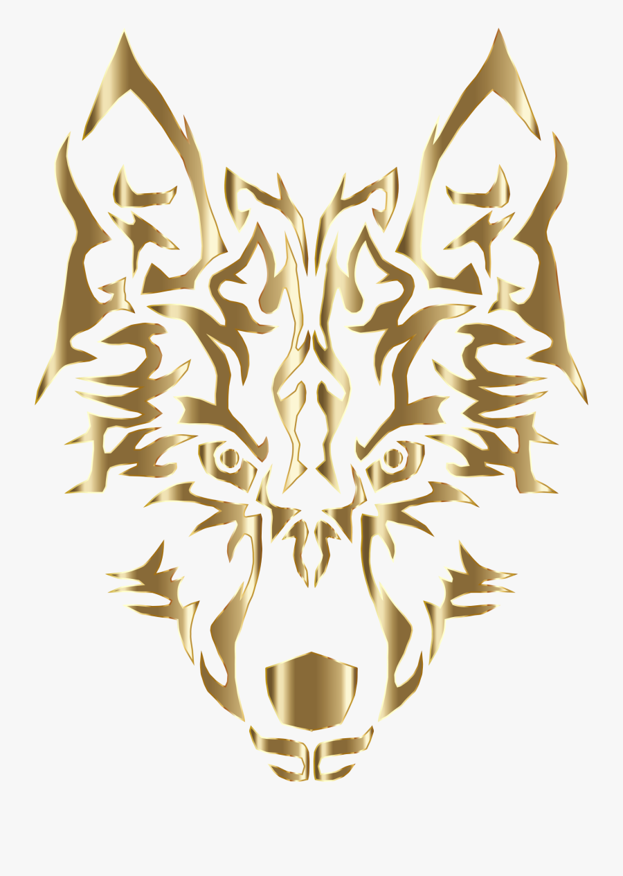 Polished Copper Symmetric Tribal Wolf No Background - Wolf Head Transparent Background, Transparent Clipart