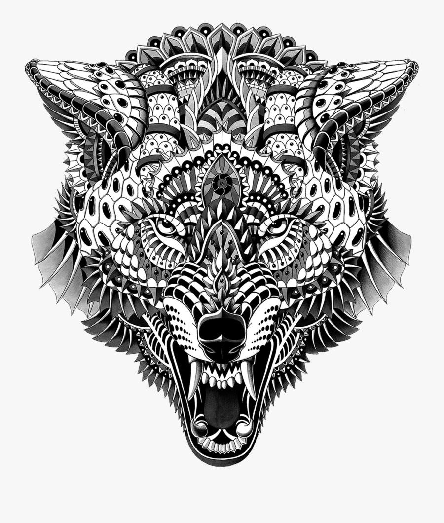 Wolf Head Sticker - Ornate Animal Head, Transparent Clipart