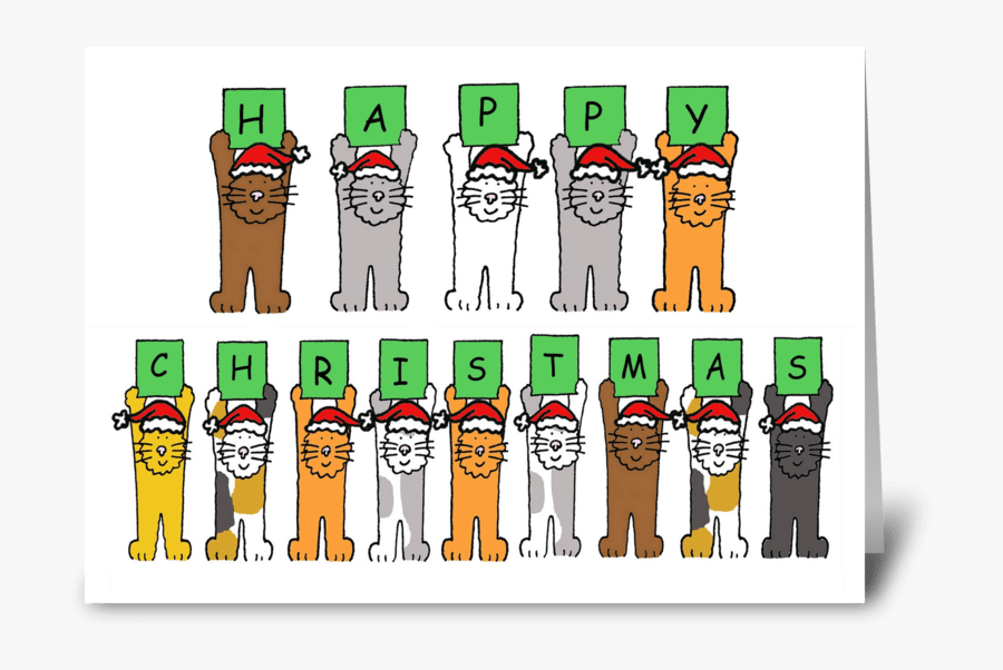 Cats In Santa Hats Saying "happy Xmas" - Happy Bar Mitzvah Cat, Transparent Clipart